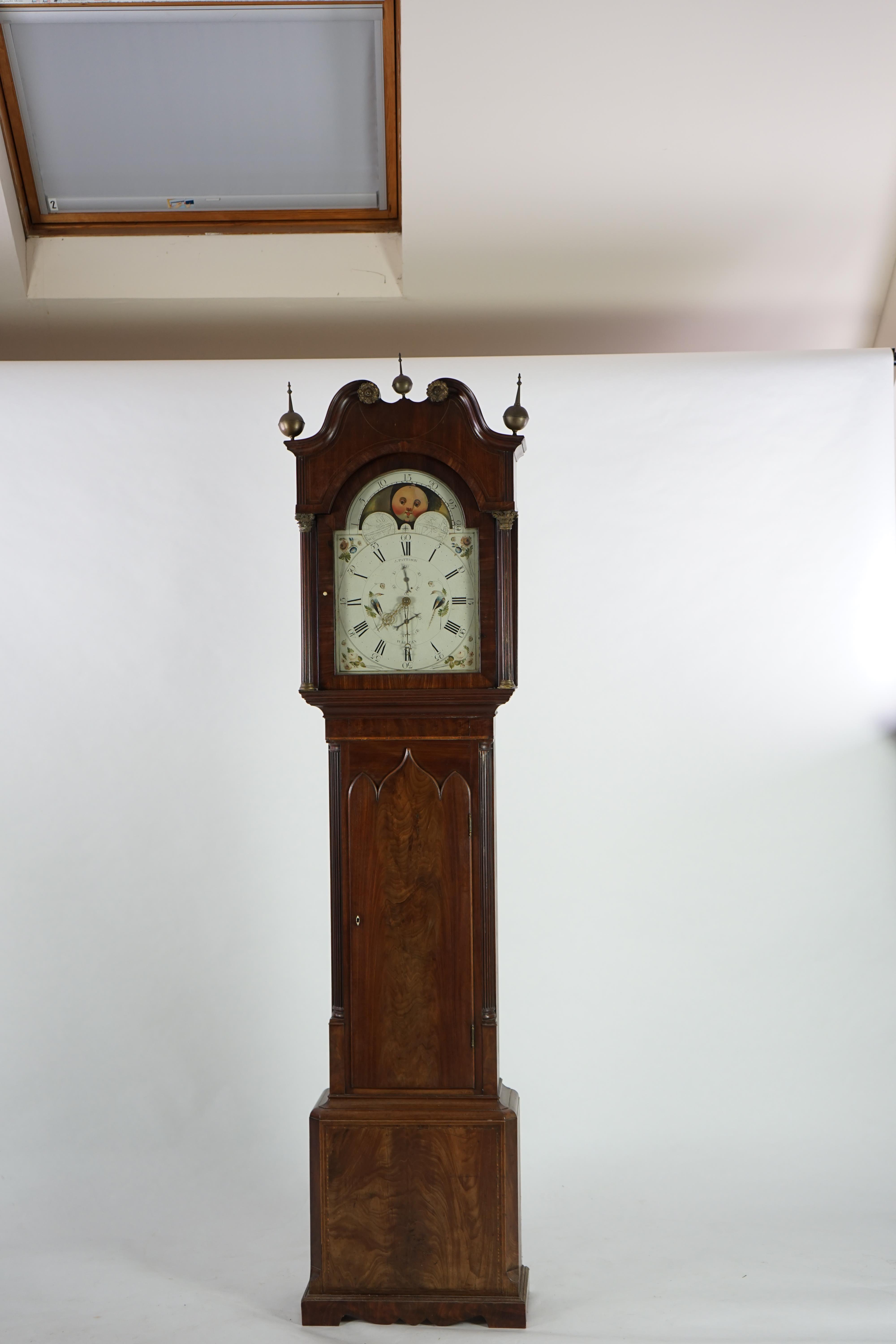 J. Pattison of Halifax, a Regency inlaid mahogany eight day longcase clock